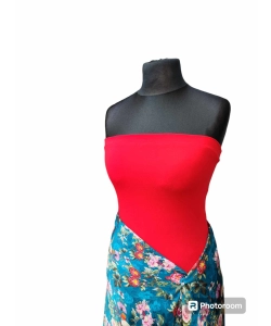 Krótki top damski plażowy Bluzka bez ramiączek - czerwony